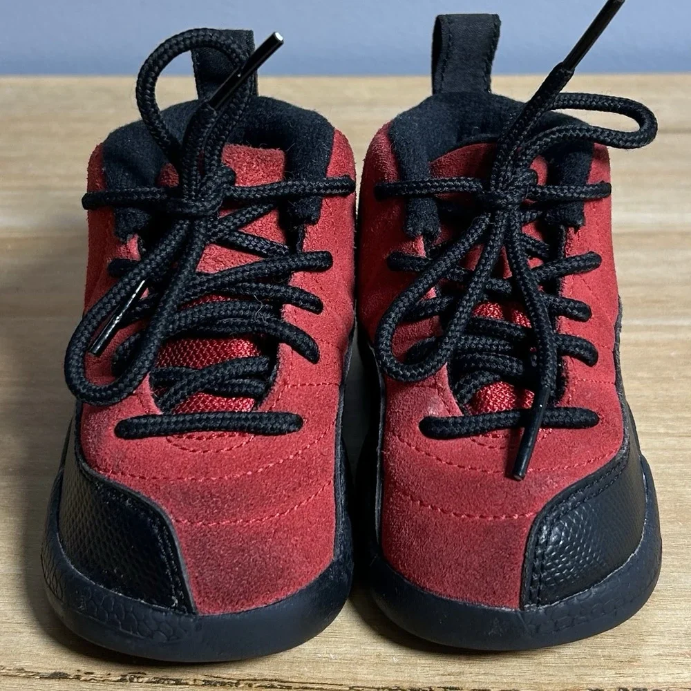 Nike Air Jordan 12 Retro Toddler Red Black TD Reverse Flu Game High Top Sneakers